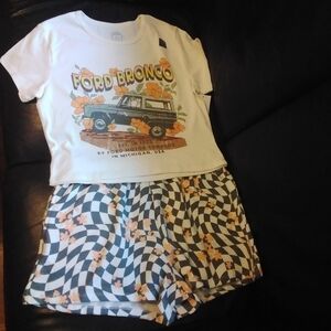 Ford Bronco Juniors Graphic T-shirt And Shorts Lounge PJ Set Sz: L (12-14)